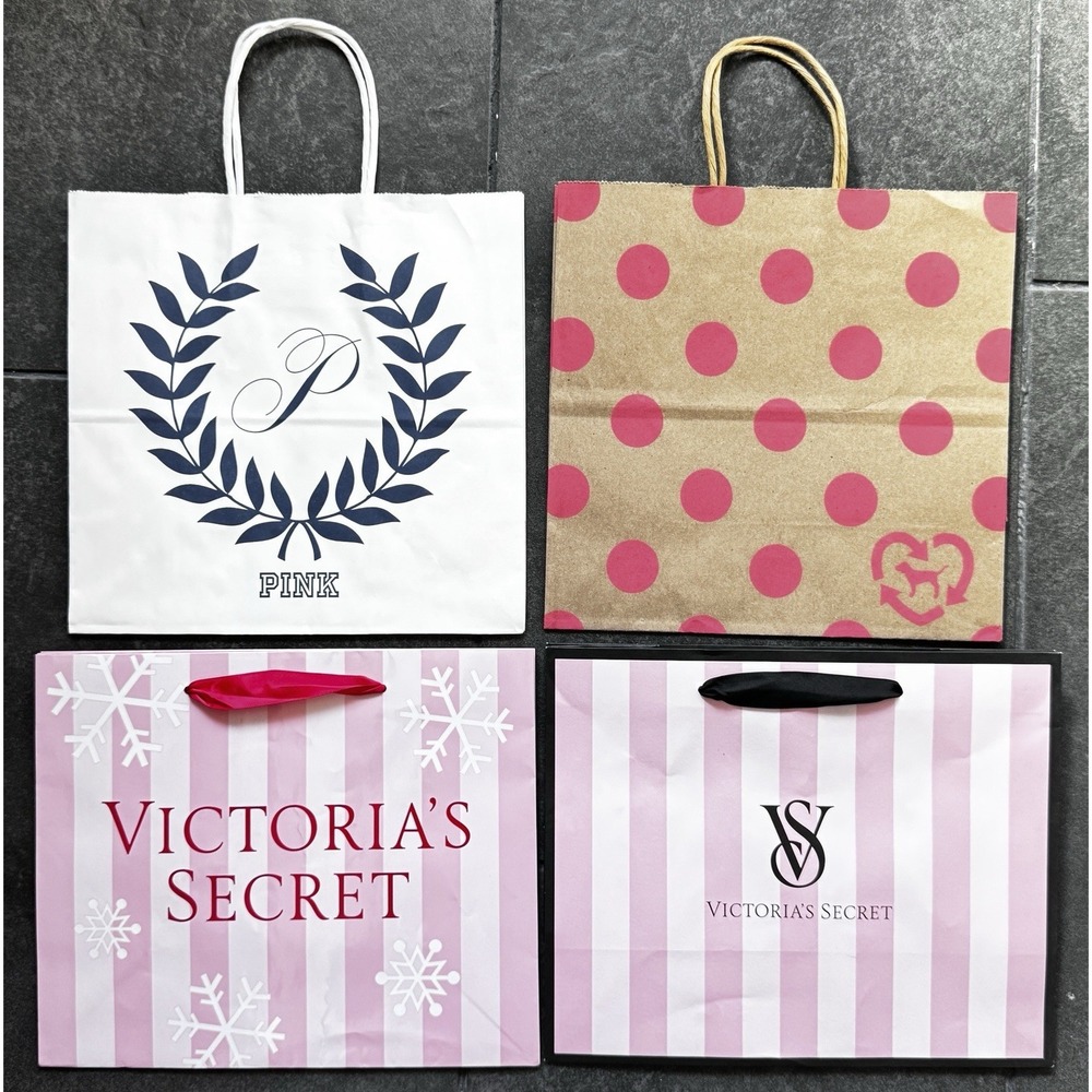 VICTORIA'S SECRET AND VICTORIA'S SECRET PINK Small Paper Gift Bag Lot Of 4